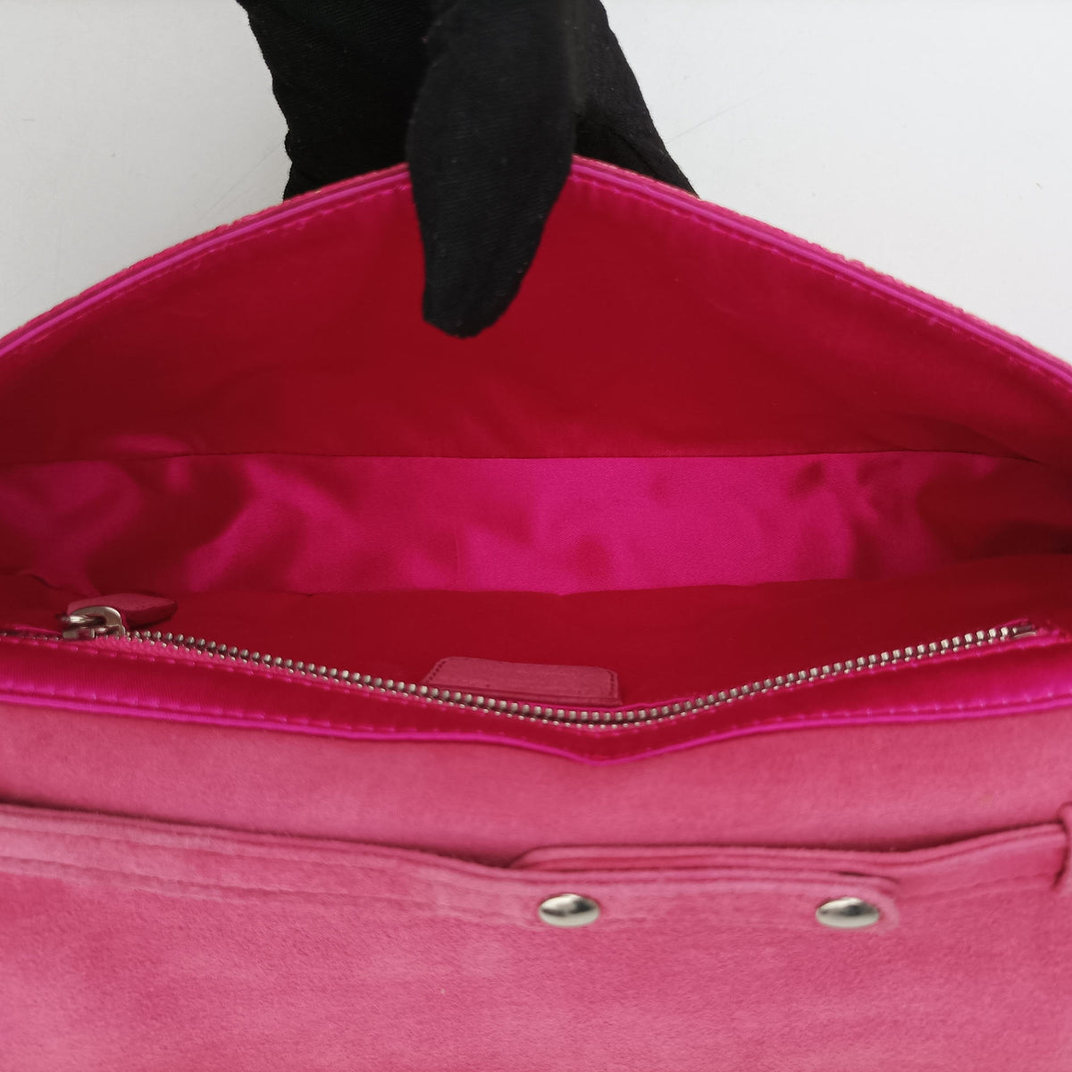 Pre-owned Christian Dior Double Saddle Pink Suede x Stingray  shoulderbag | stylenewstar