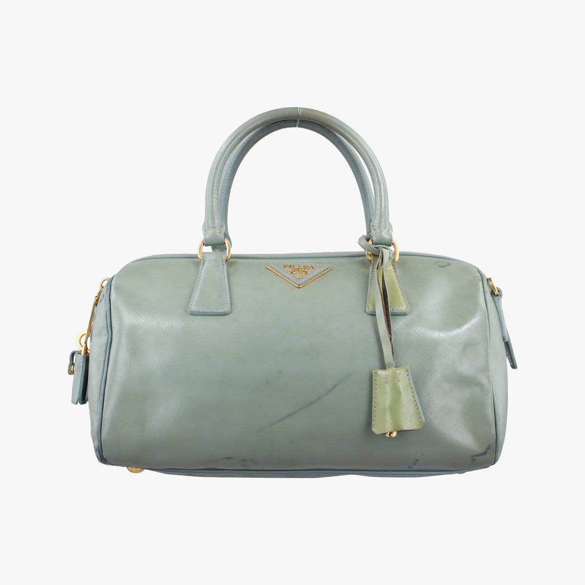Secondhand Prada Bowling Bag Green Patent SAFFIANO Leather BL0797 handbag | stylenewstar