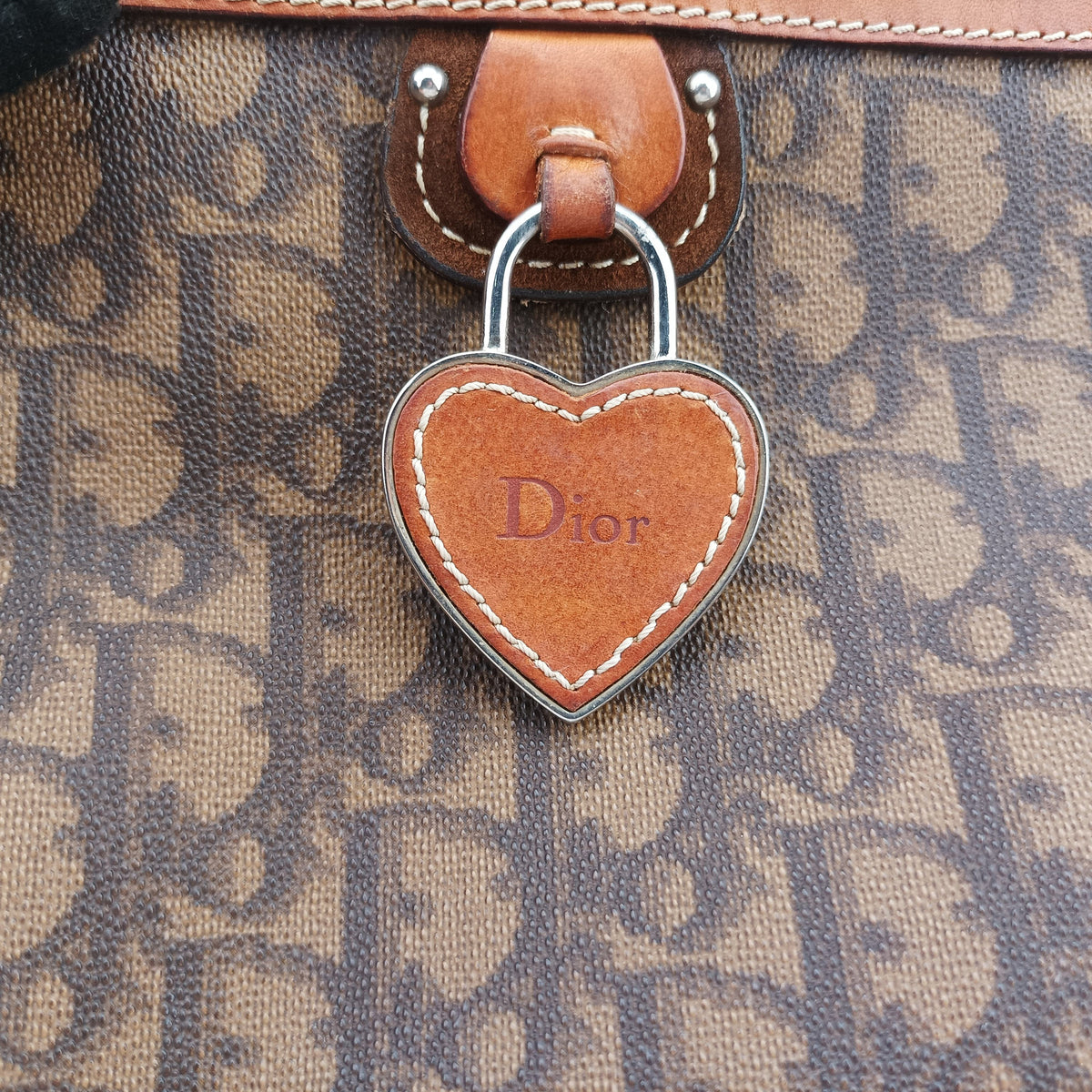 Pre-owned Christian Dior Trotter Romantic Brown PVC coated canvas×Leather  shoulderbag | stylenewstar