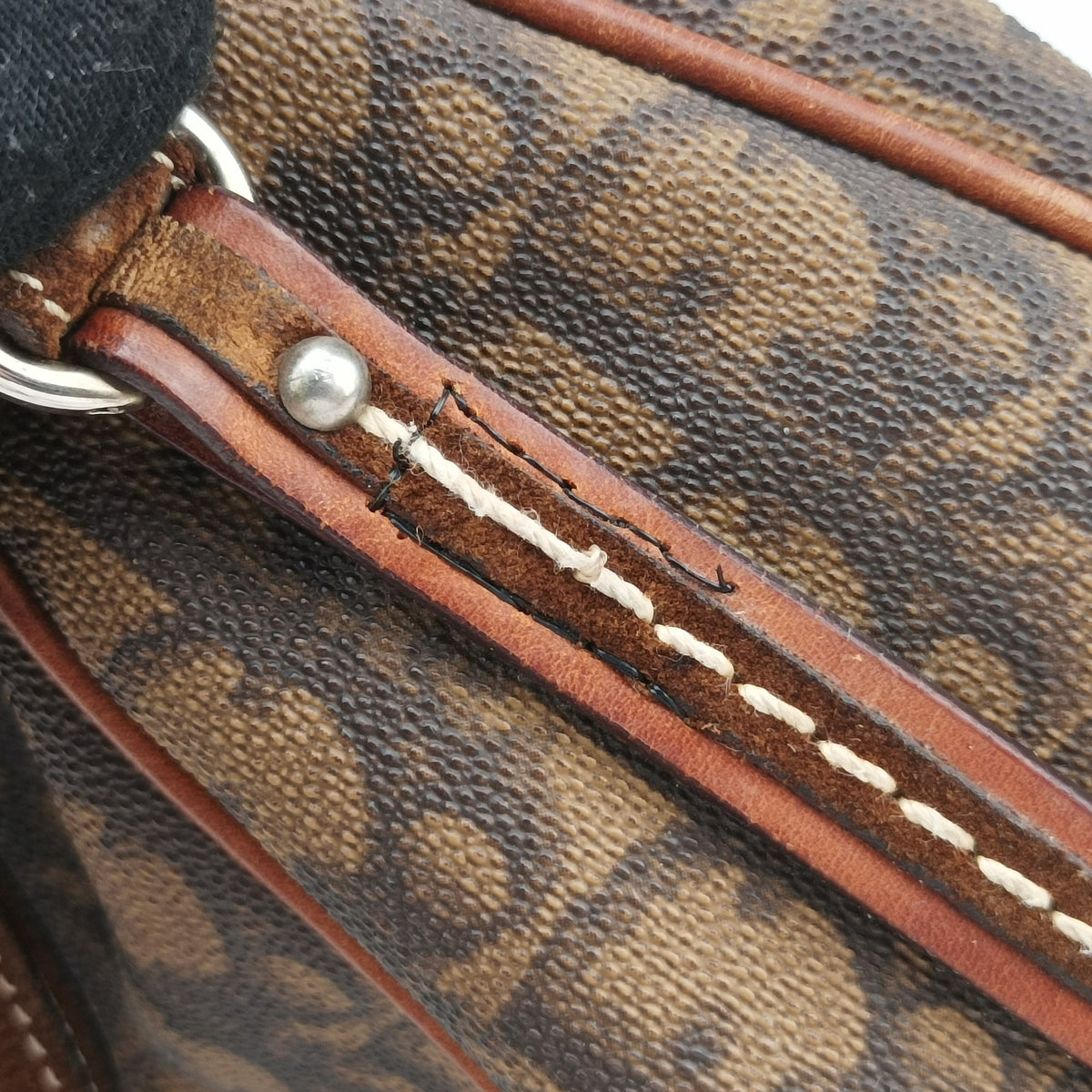 Pre-owned Christian Dior Trotter Romantic Brown PVC coated canvas×Leather  shoulderbag | stylenewstar