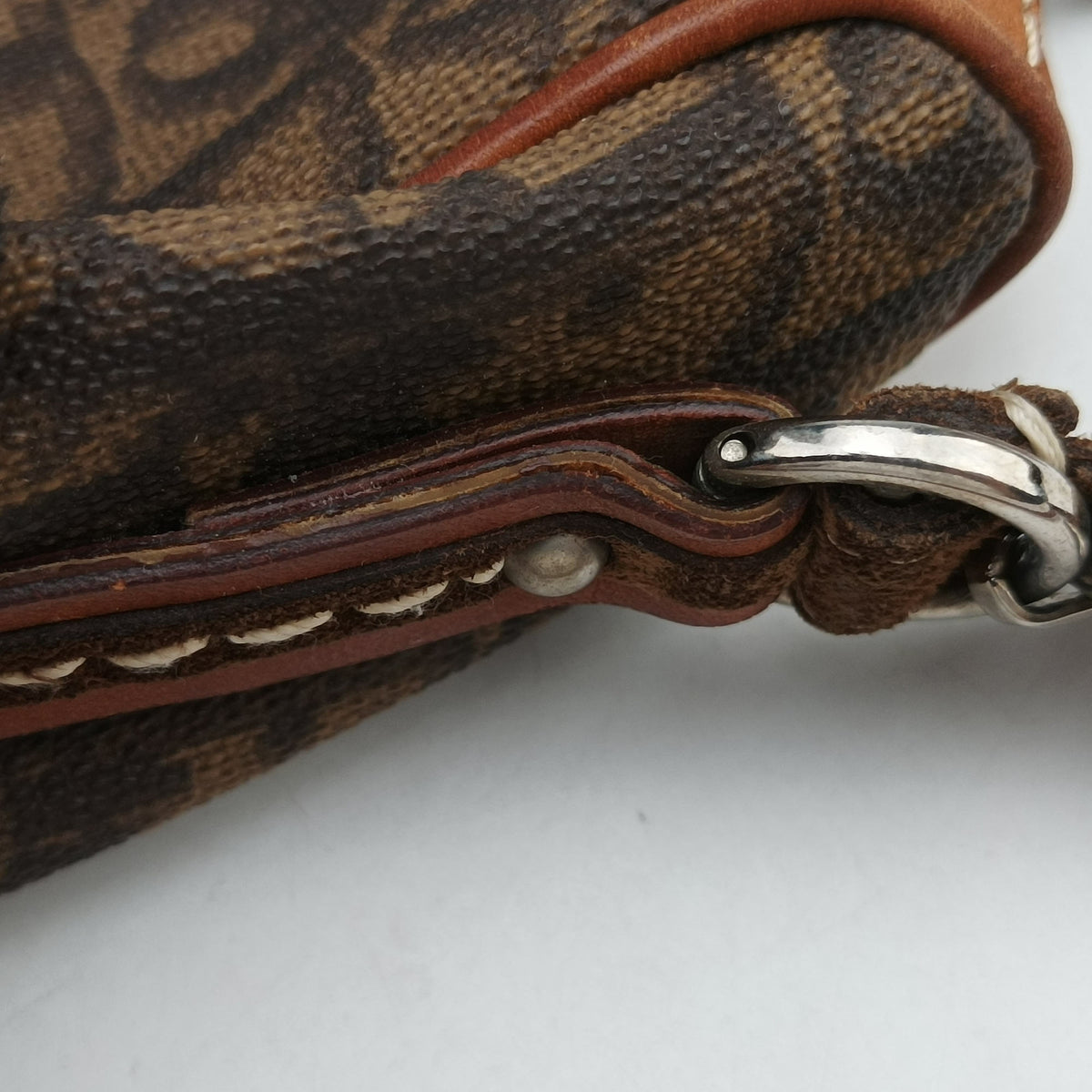 Pre-owned Christian Dior Trotter Romantic Brown PVC coated canvas×Leather  shoulderbag | stylenewstar