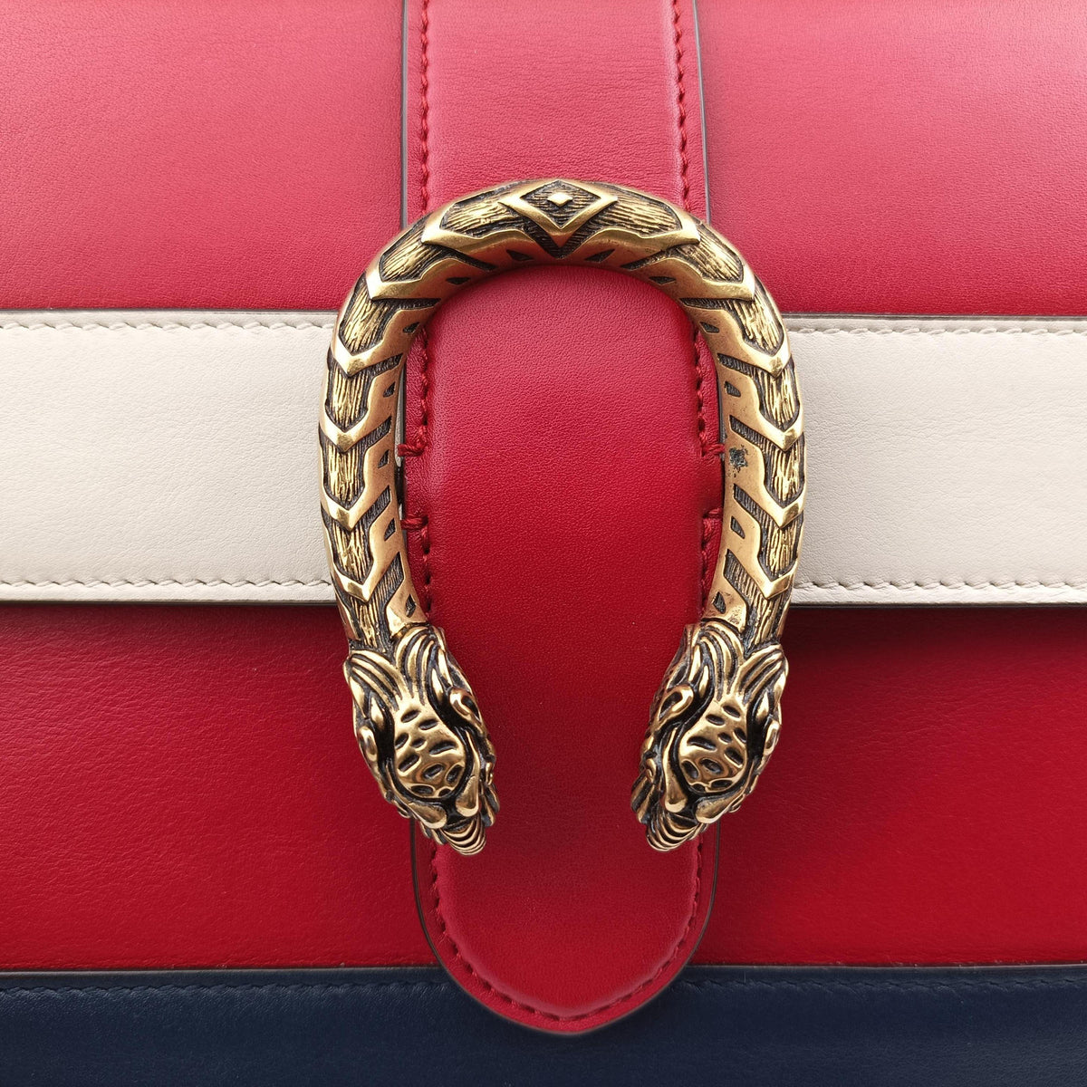 Pre-owned Gucci Dionysus bamboo ivory×Navy×Red Leather 448075 shoulderbag | stylenewstar