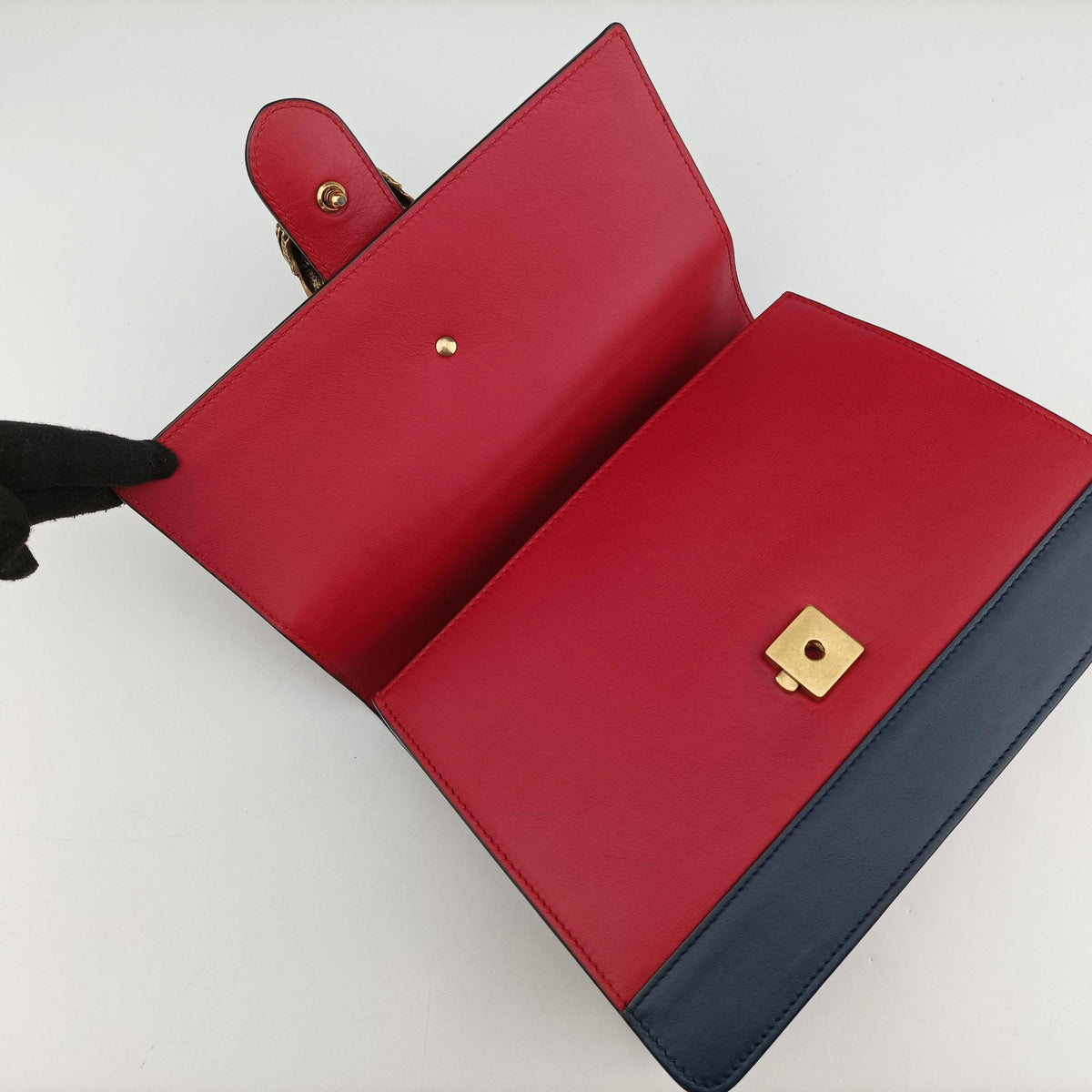 Pre-owned Gucci Dionysus bamboo ivory×Navy×Red Leather 448075 shoulderbag | stylenewstar