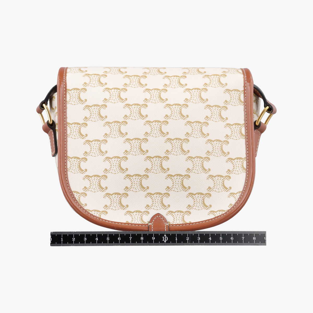Pre-owned Celine FOLCO Triomphe White×brown PVC coated canvas  shoulderbag | stylenewstar