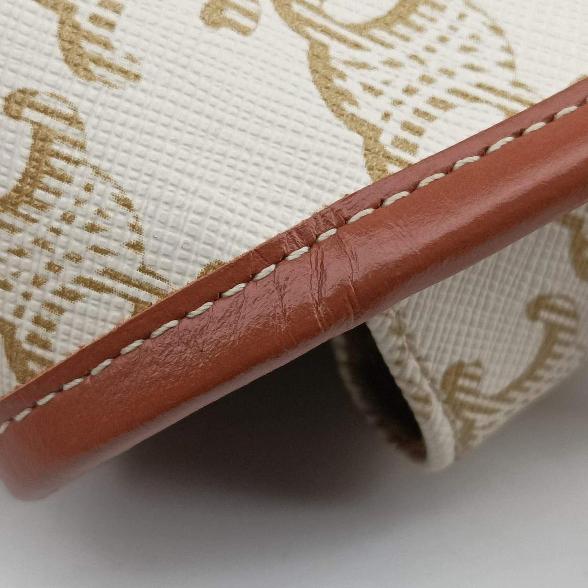 Pre-owned Celine FOLCO Triomphe White×brown PVC coated canvas  shoulderbag | stylenewstar