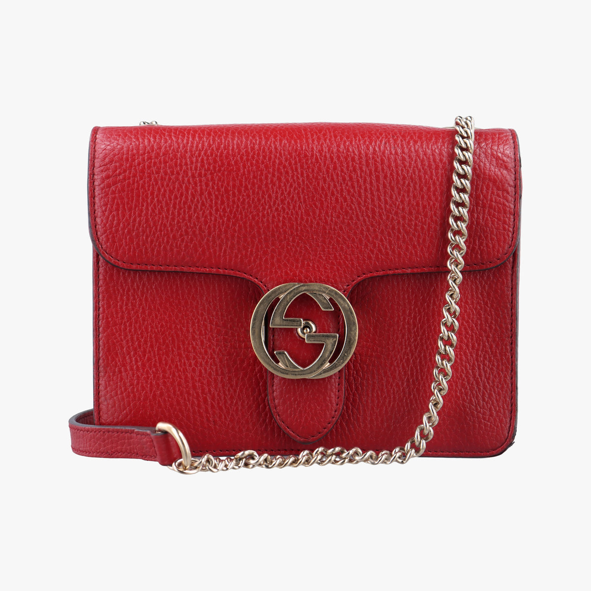 Pre-owned Gucci Interlocking G Red Leather 510304 shoulderbag | stylenewstar