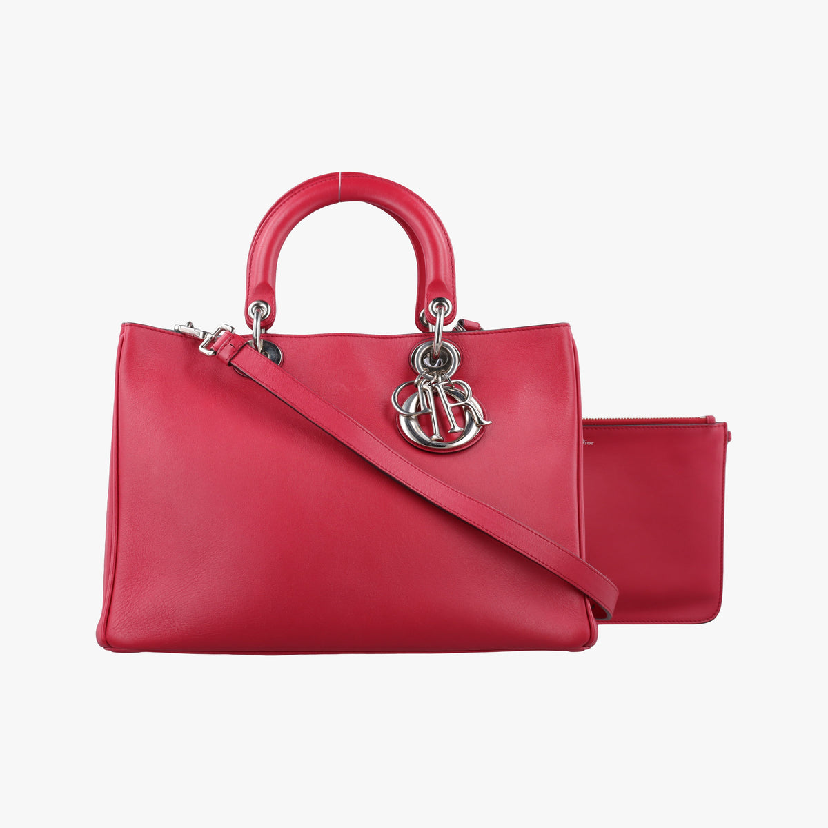 Pre-owned Christian Dior Diorissimo Red Leather  shoulderbag | stylenewstar