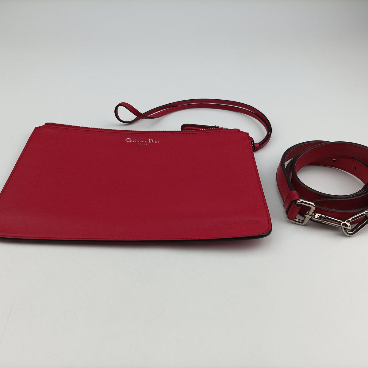 Pre-owned Christian Dior Diorissimo Red Leather  shoulderbag | stylenewstar