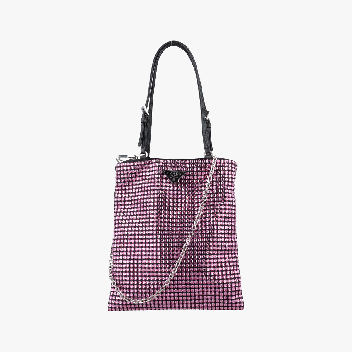 Pre-owned Prada Rosa Satin Crystal Mini Tote Purple Rhinestone 1BA253 shoulderbag | stylenewstar