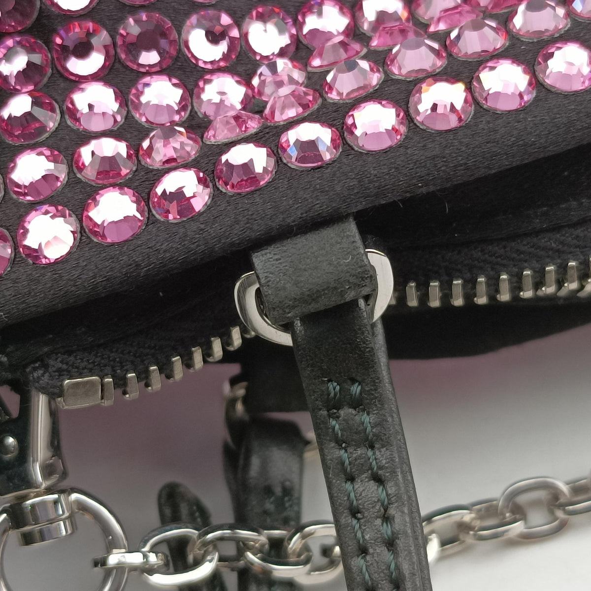 Pre-owned Prada Rosa Satin Crystal Mini Tote Purple Rhinestone 1BA253 shoulderbag | stylenewstar