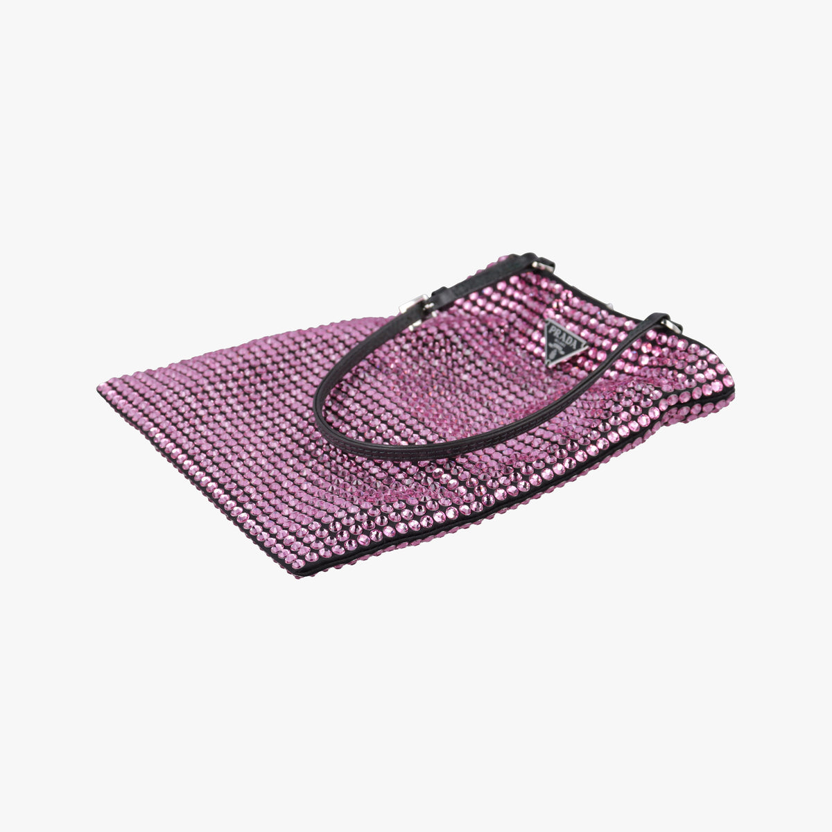 Pre-owned Prada Rosa Satin Crystal Mini Tote Purple Rhinestone 1BA253 shoulderbag | stylenewstar