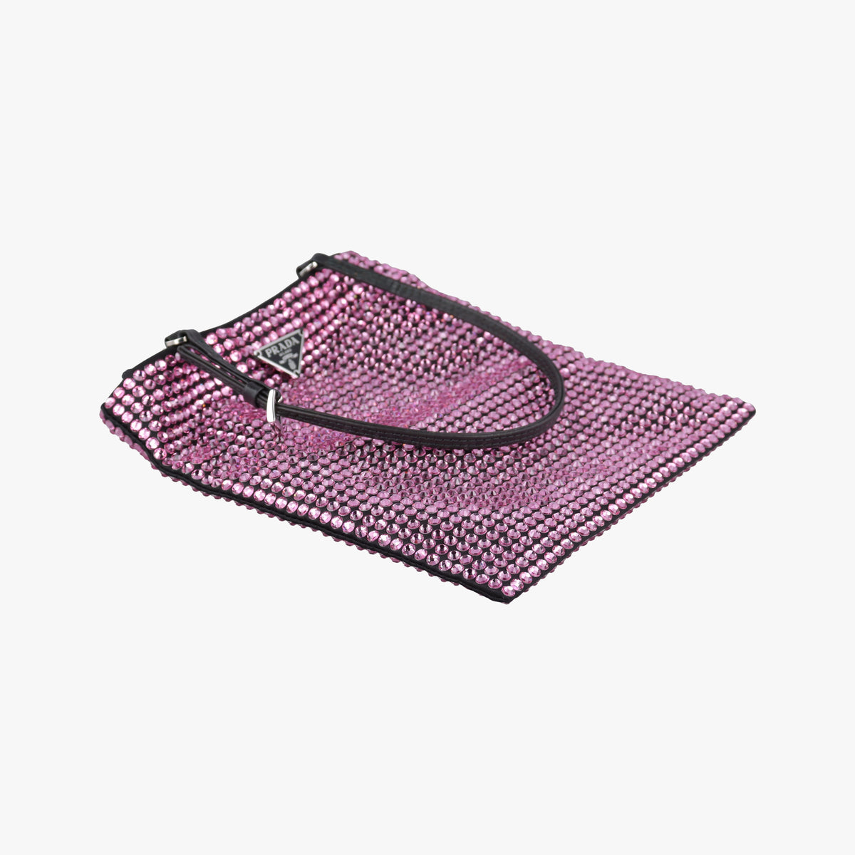 Pre-owned Prada Rosa Satin Crystal Mini Tote Purple Rhinestone 1BA253 shoulderbag | stylenewstar