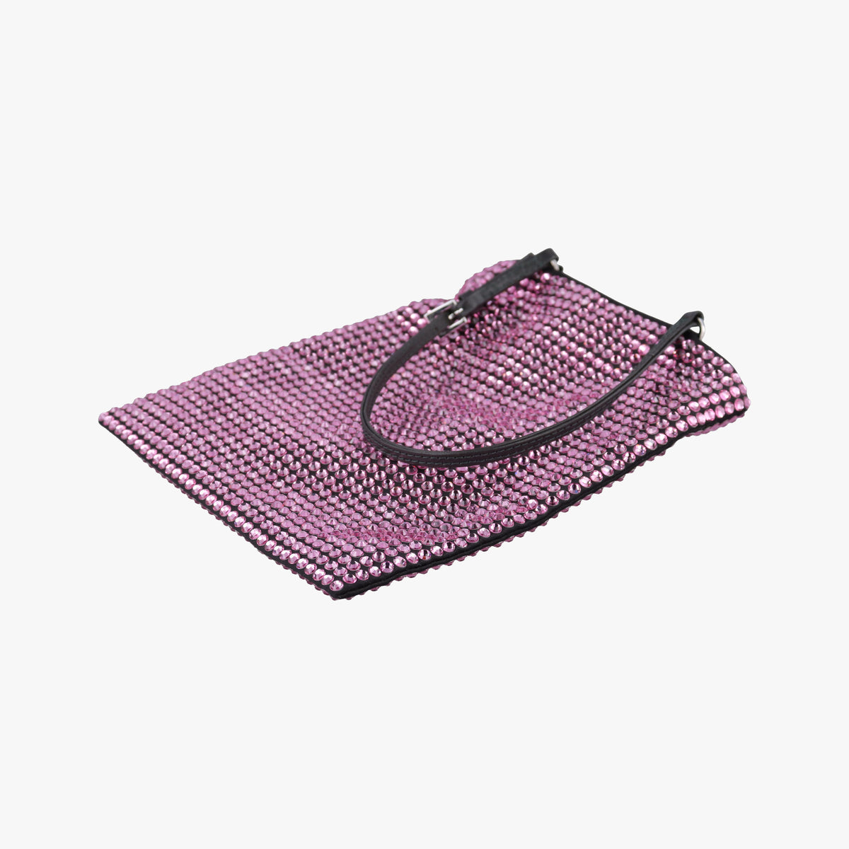 Pre-owned Prada Rosa Satin Crystal Mini Tote Purple Rhinestone 1BA253 shoulderbag | stylenewstar