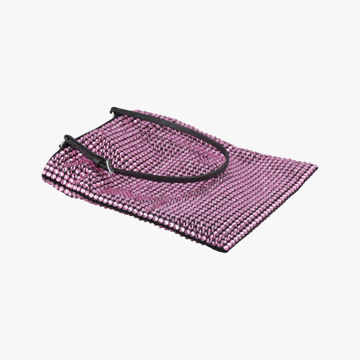 Pre-owned Prada Rosa Satin Crystal Mini Tote Purple Rhinestone 1BA253 shoulderbag | stylenewstar