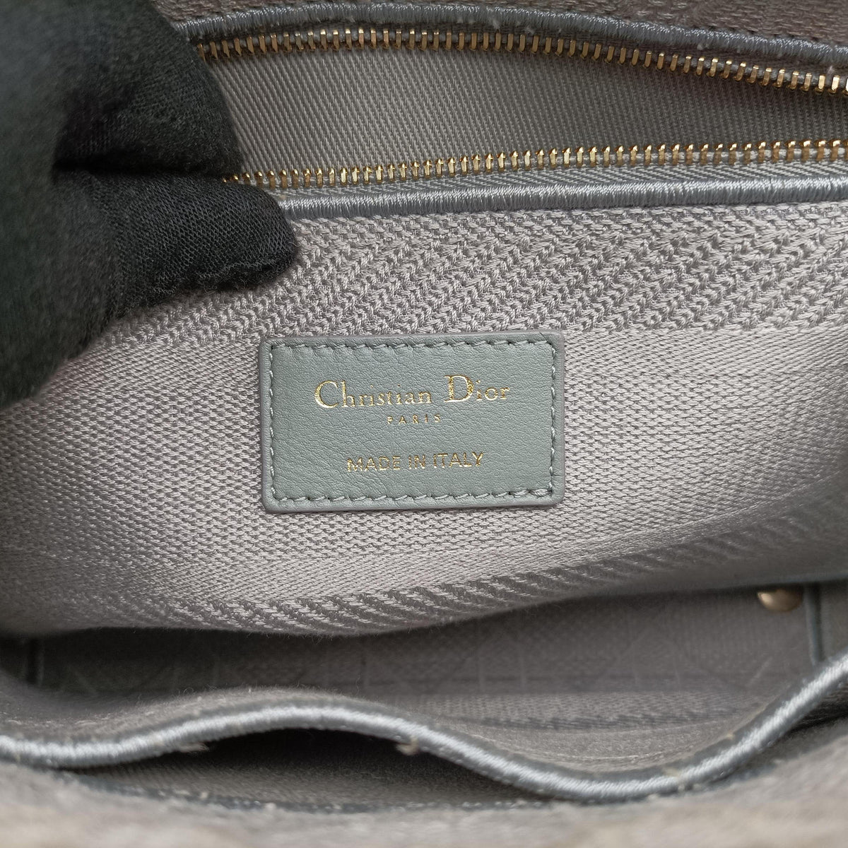 Pre-owned Christian Dior Lady Dior D-lite Grey Jacquard  shoulderbag | stylenewstar