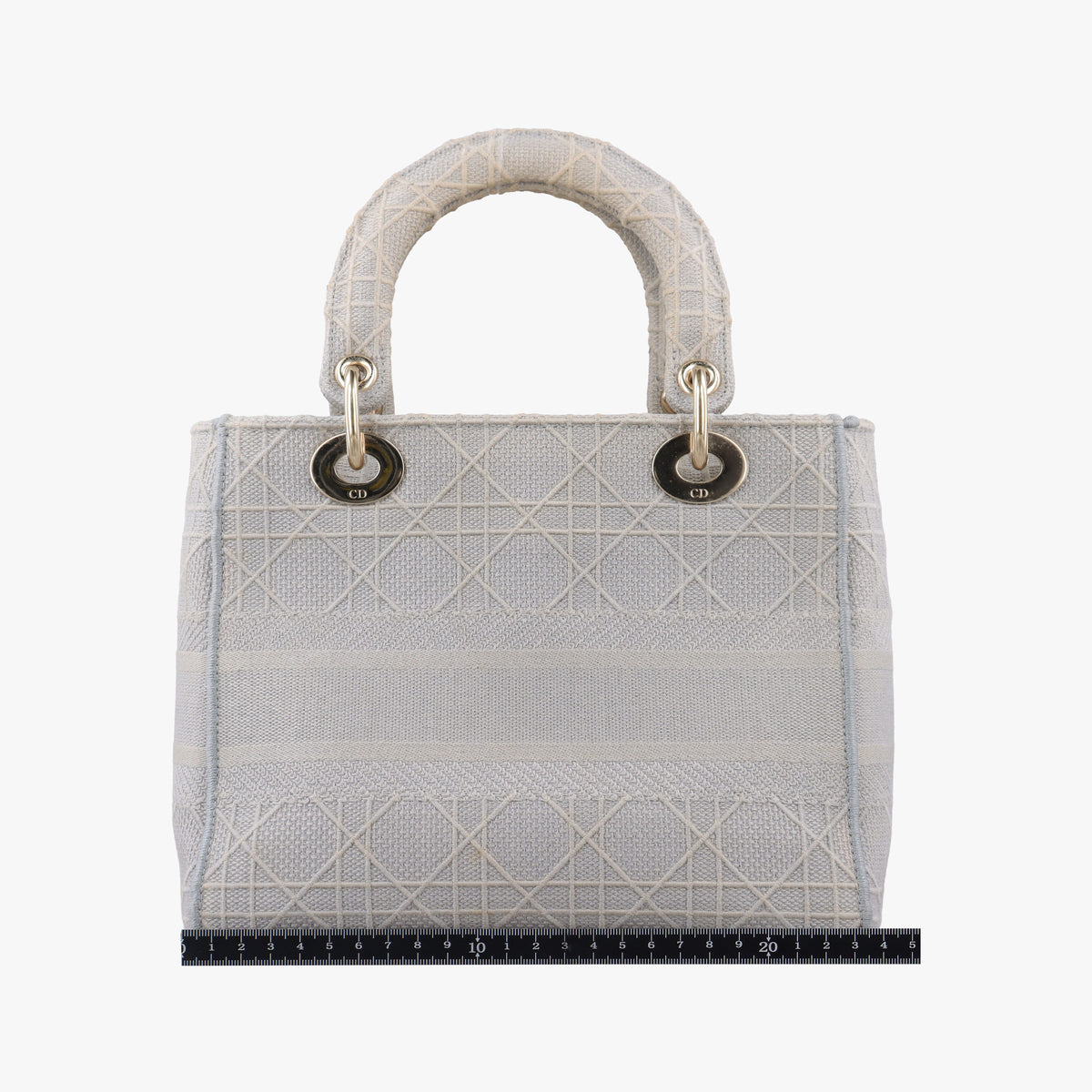 Pre-owned Christian Dior Lady Dior D-lite Grey Jacquard  shoulderbag | stylenewstar