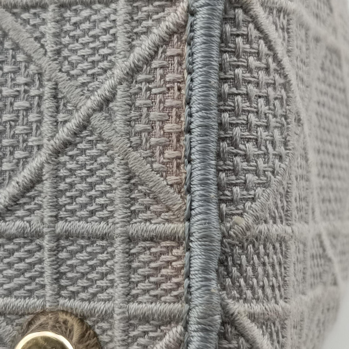 Pre-owned Christian Dior Lady Dior D-lite Grey Jacquard  shoulderbag | stylenewstar