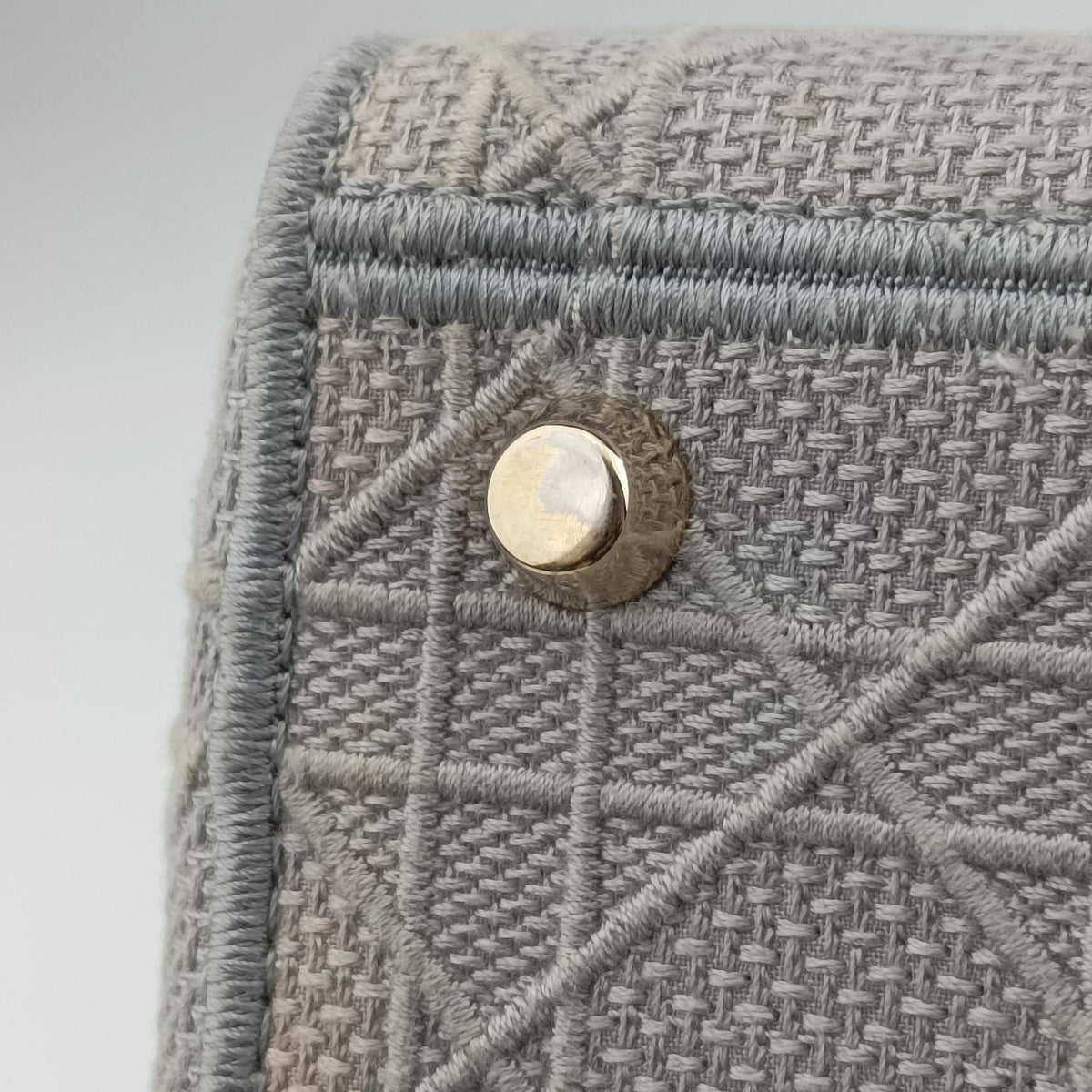 Pre-owned Christian Dior Lady Dior D-lite Grey Jacquard  shoulderbag | stylenewstar