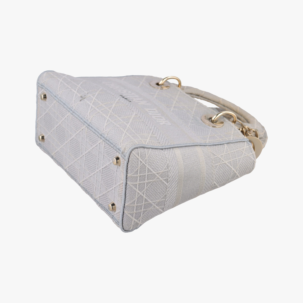 Pre-owned Christian Dior Lady Dior D-lite Grey Jacquard  shoulderbag | stylenewstar