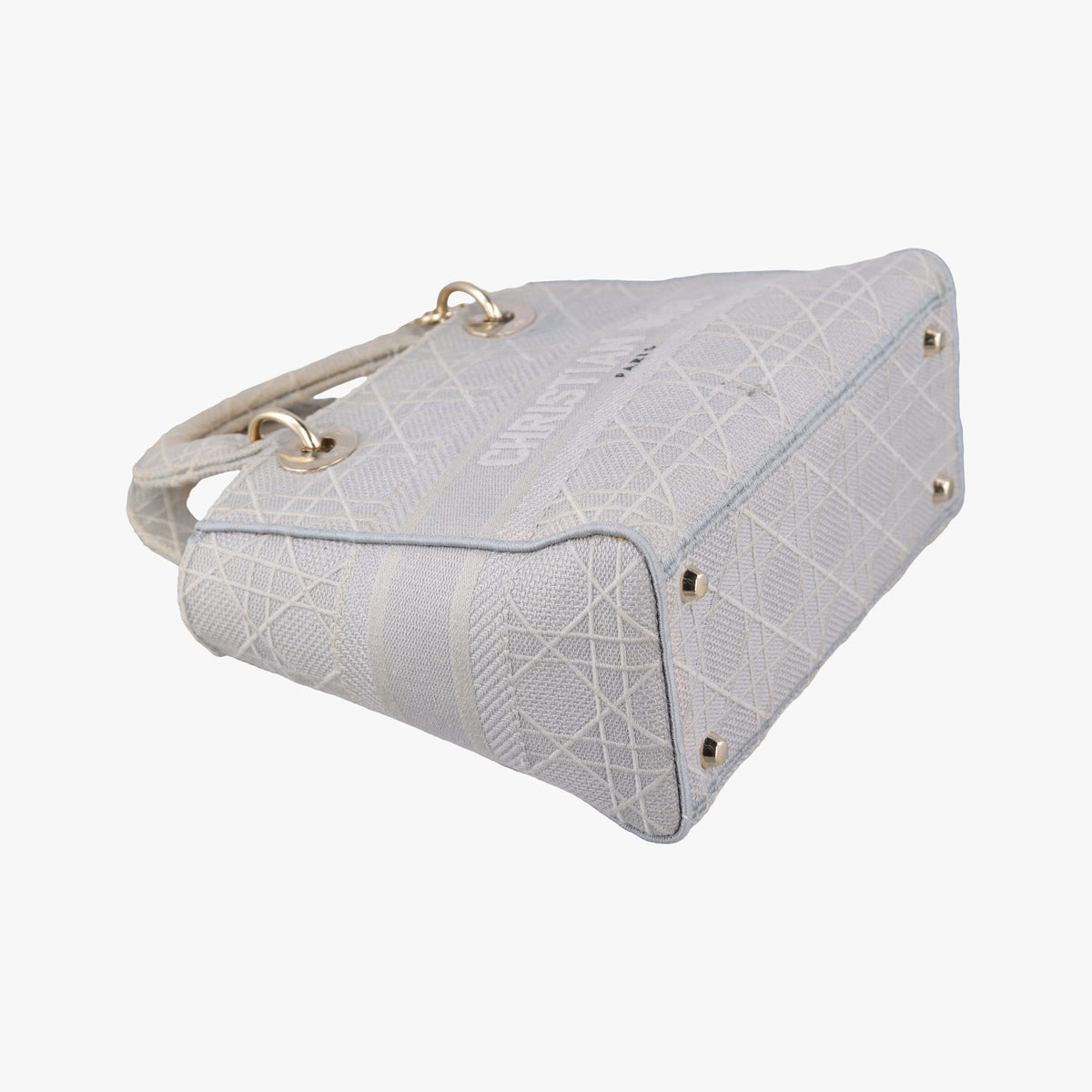 Pre-owned Christian Dior Lady Dior D-lite Grey Jacquard  shoulderbag | stylenewstar