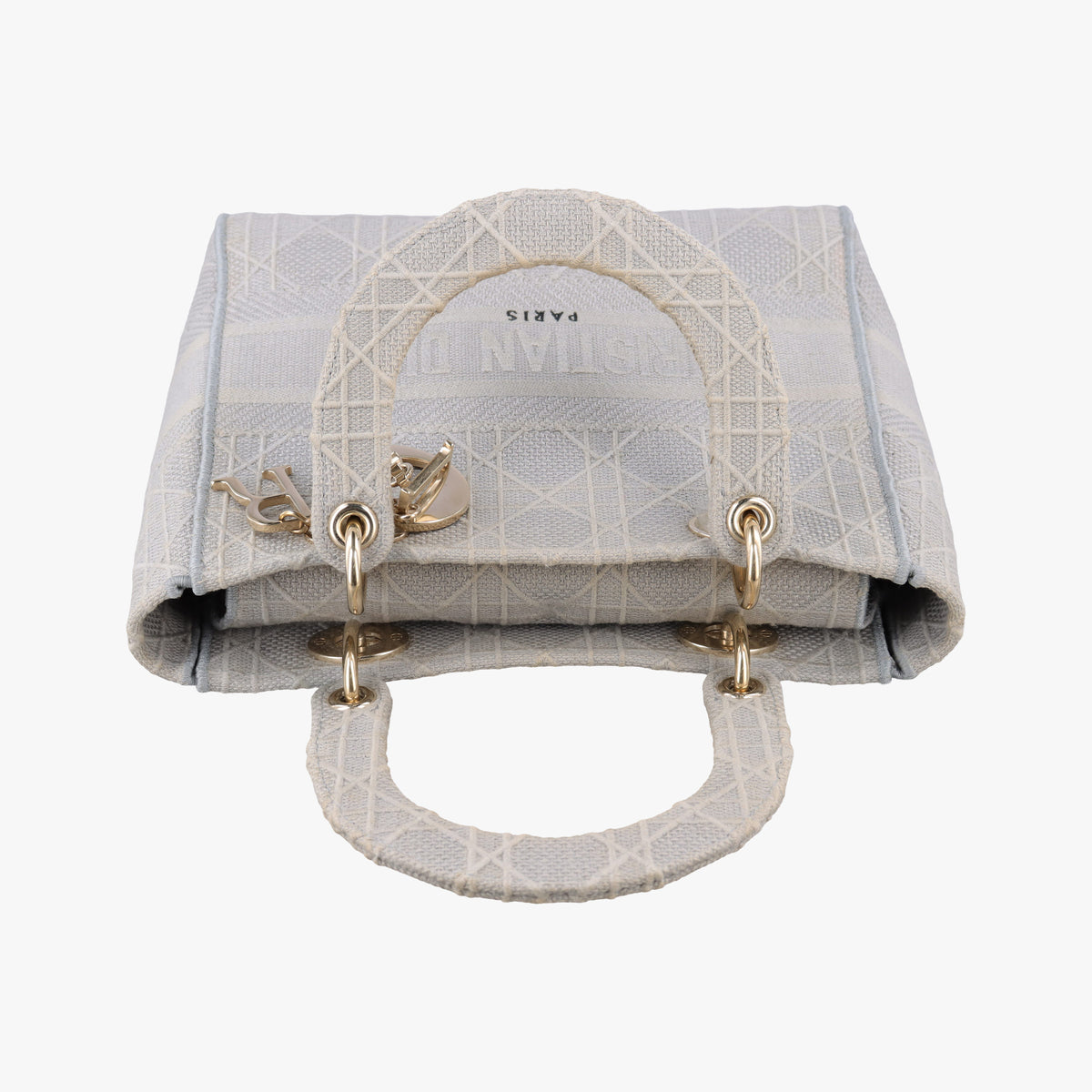 Pre-owned Christian Dior Lady Dior D-lite Grey Jacquard  shoulderbag | stylenewstar