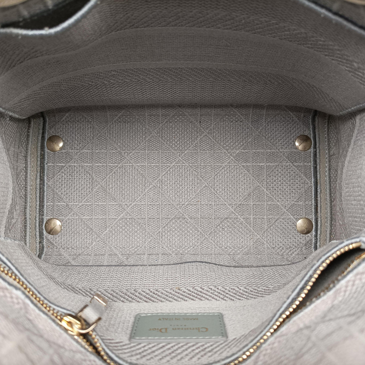 Pre-owned Christian Dior Lady Dior D-lite Grey Jacquard  shoulderbag | stylenewstar