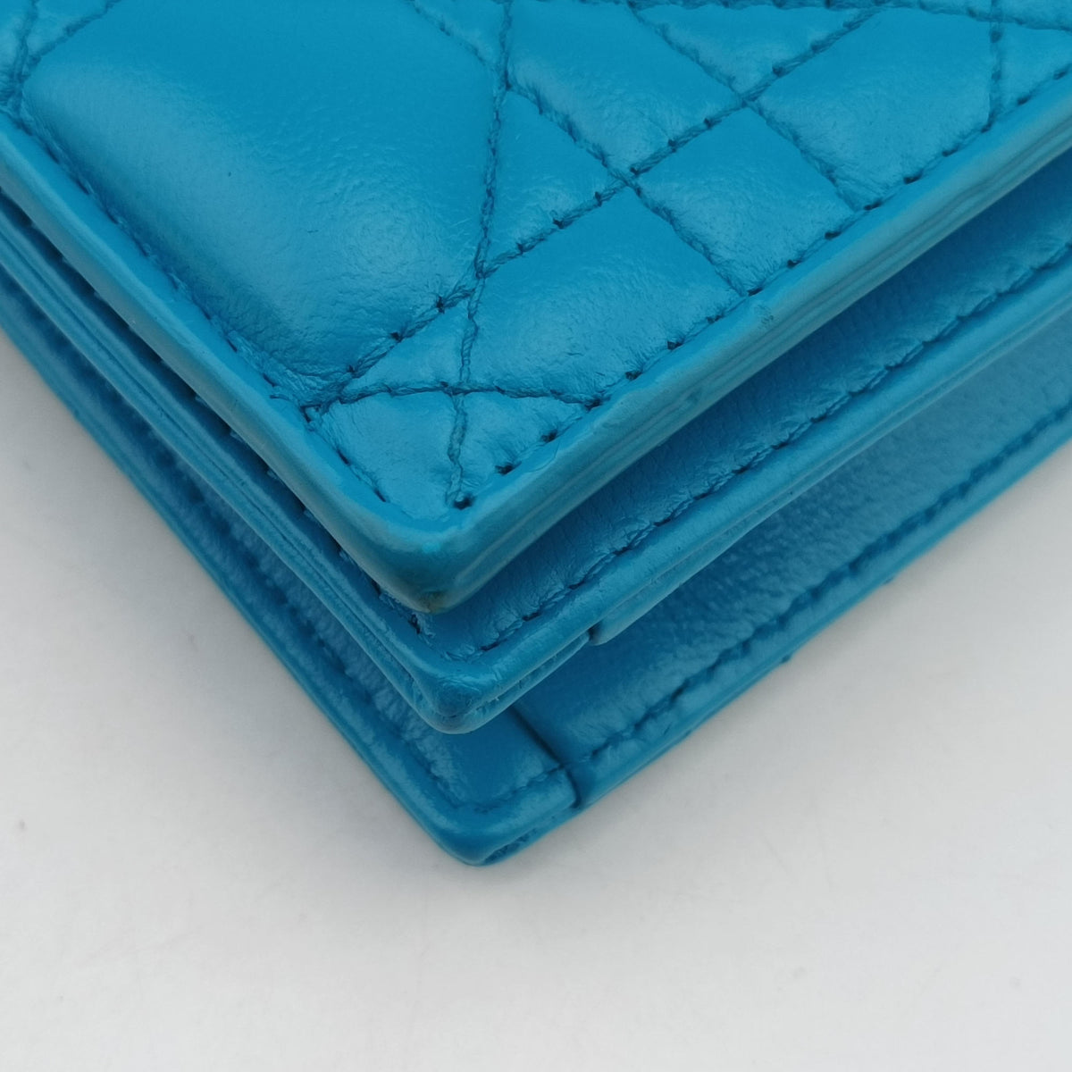Pre-owned Christian Dior Cannage Chain Blue Lambskin  shoulderbag | stylenewstar