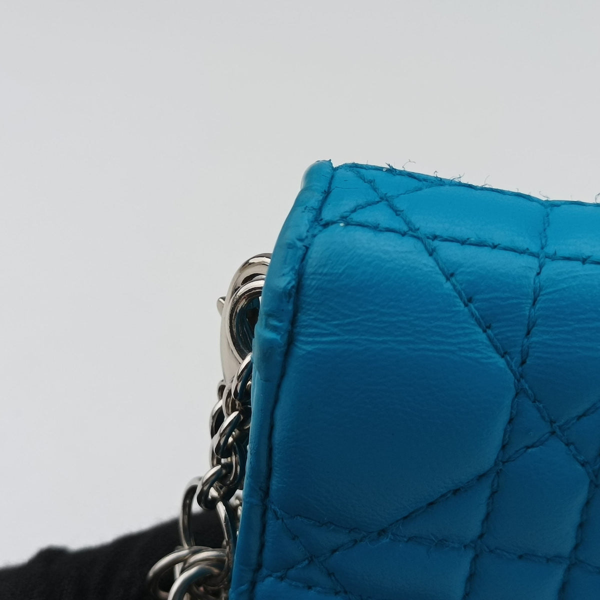 Pre-owned Christian Dior Cannage Chain Blue Lambskin  shoulderbag | stylenewstar