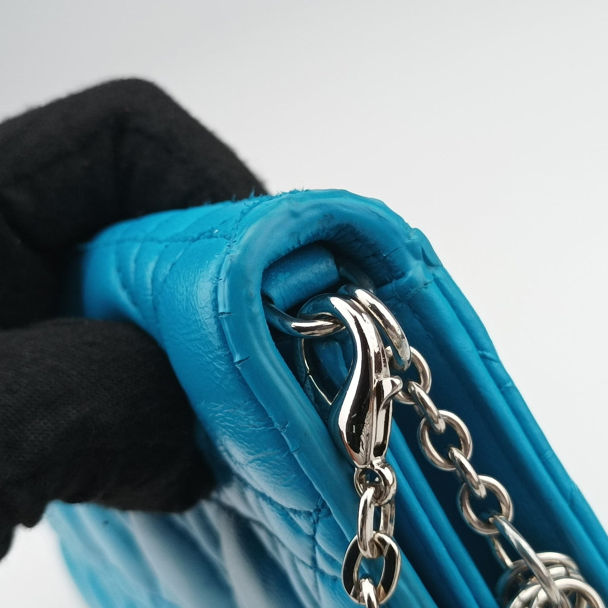 Pre-owned Christian Dior Cannage Chain Blue Lambskin  shoulderbag | stylenewstar