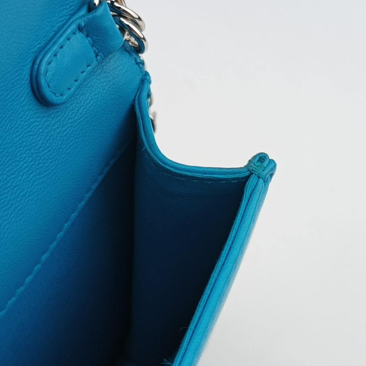 Pre-owned Christian Dior Cannage Chain Blue Lambskin  shoulderbag | stylenewstar