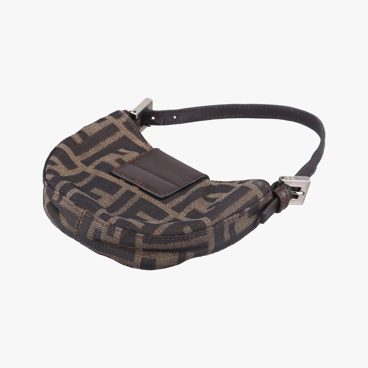 Pre-owned Fendi Mini croissants Brown canvas× leather 26673 handbag | stylenewstar