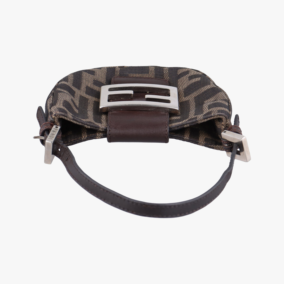 Pre-owned Fendi Mini croissants Brown canvas× leather 26673 handbag | stylenewstar