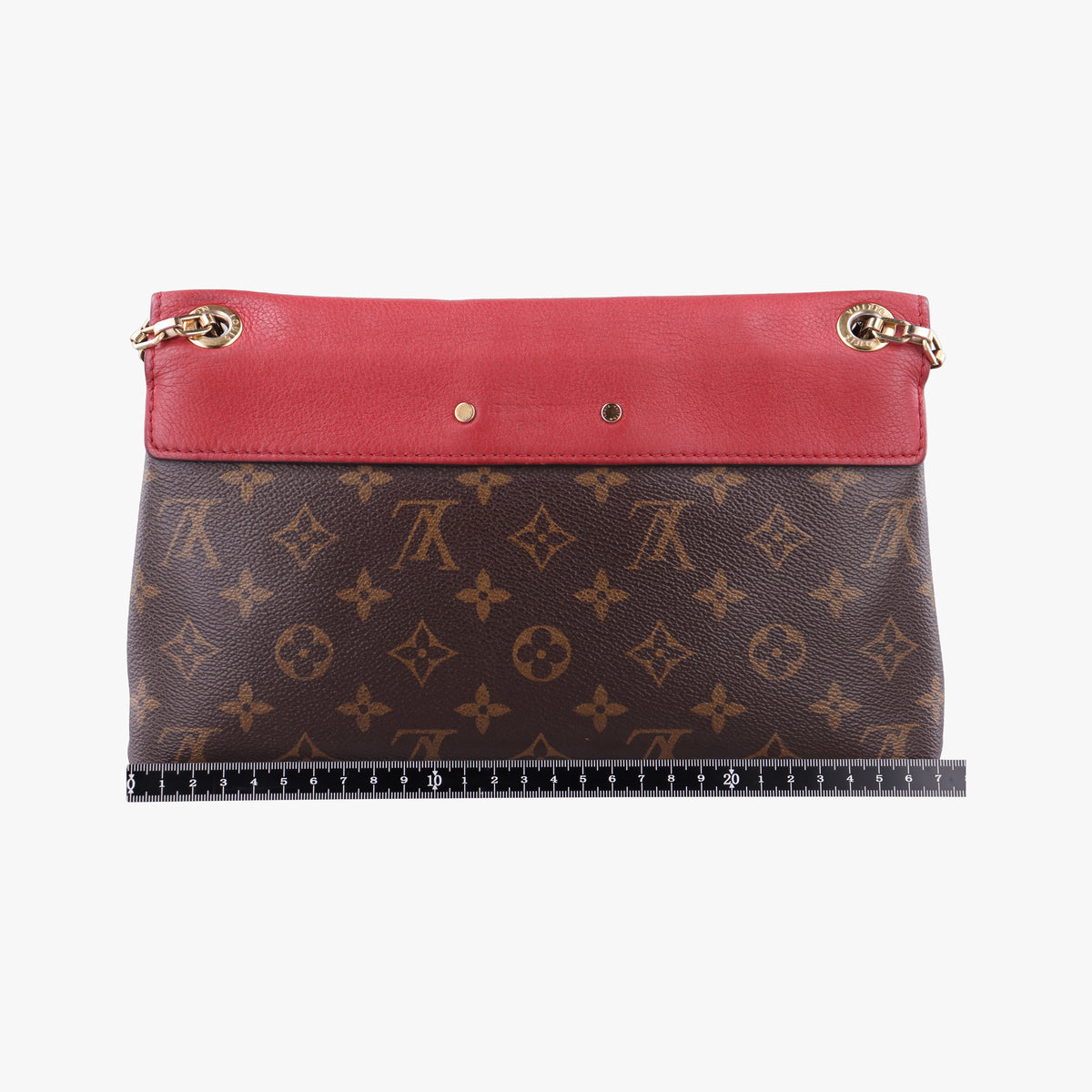 Pre-owned Louis Vuitton PALLAS Chain Brown×CERISE Monogram Canvas×calf leather M41201 shoulderbag | stylenewstar