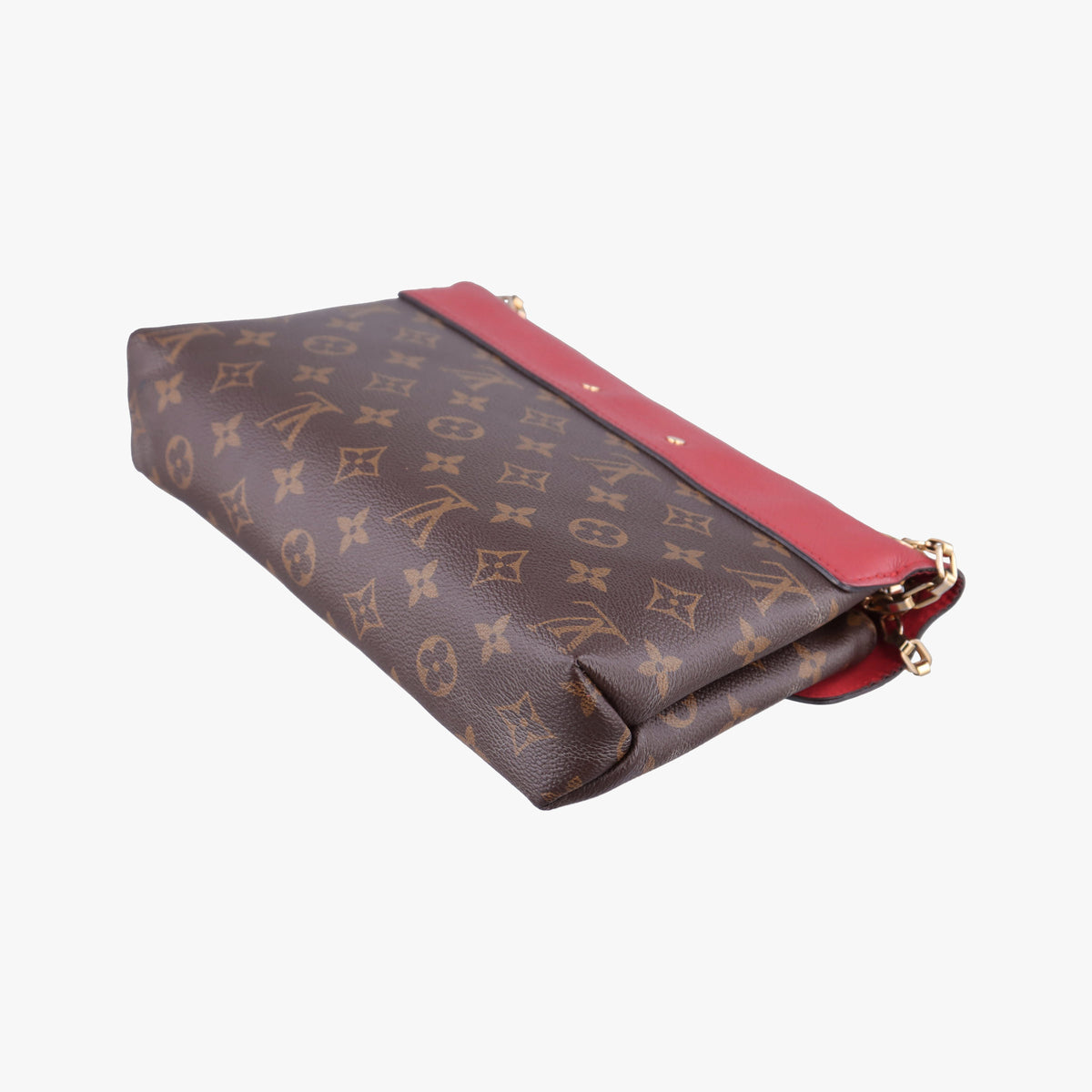Pre-owned Louis Vuitton PALLAS Chain Brown×CERISE Monogram Canvas×calf leather M41201 shoulderbag | stylenewstar