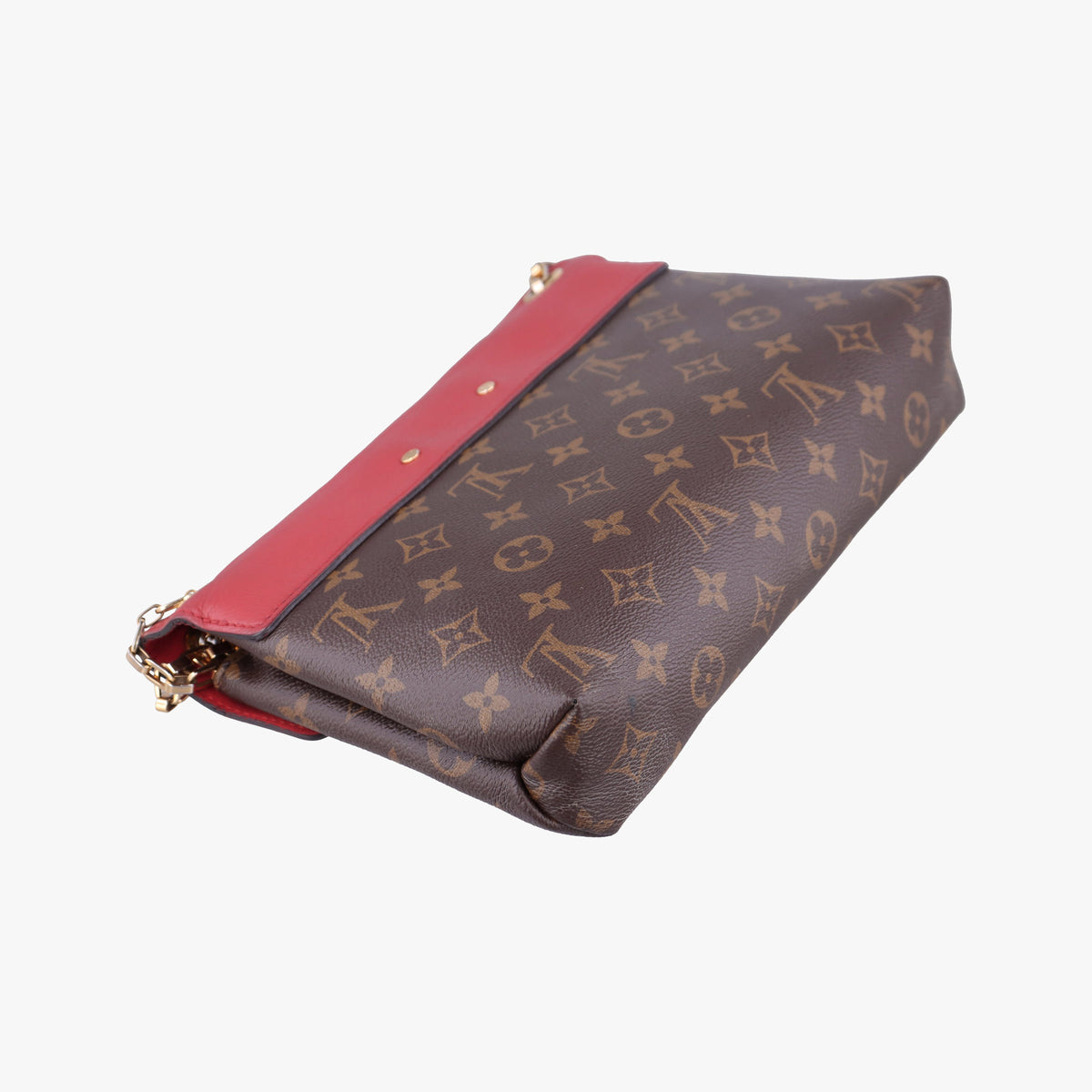 Pre-owned Louis Vuitton PALLAS Chain Brown×CERISE Monogram Canvas×calf leather M41201 shoulderbag | stylenewstar
