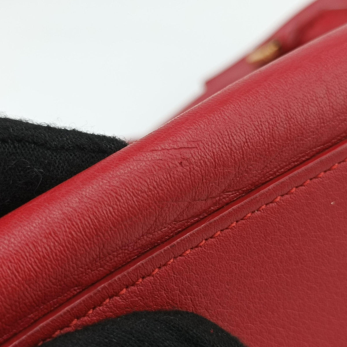 Pre-owned Yves Saint Laurent BABY CABAS Red Leather 394461 shoulderbag | stylenewstar