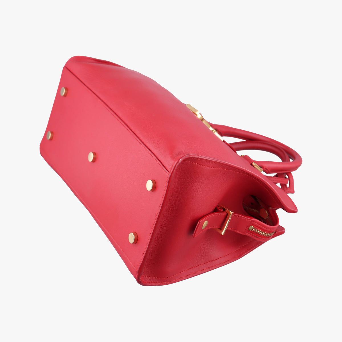 Pre-owned Yves Saint Laurent BABY CABAS Red Leather 394461 shoulderbag | stylenewstar