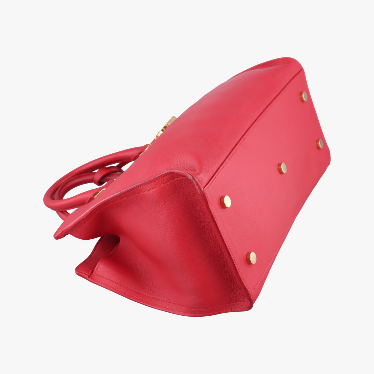 Pre-owned Yves Saint Laurent BABY CABAS Red Leather 394461 shoulderbag | stylenewstar