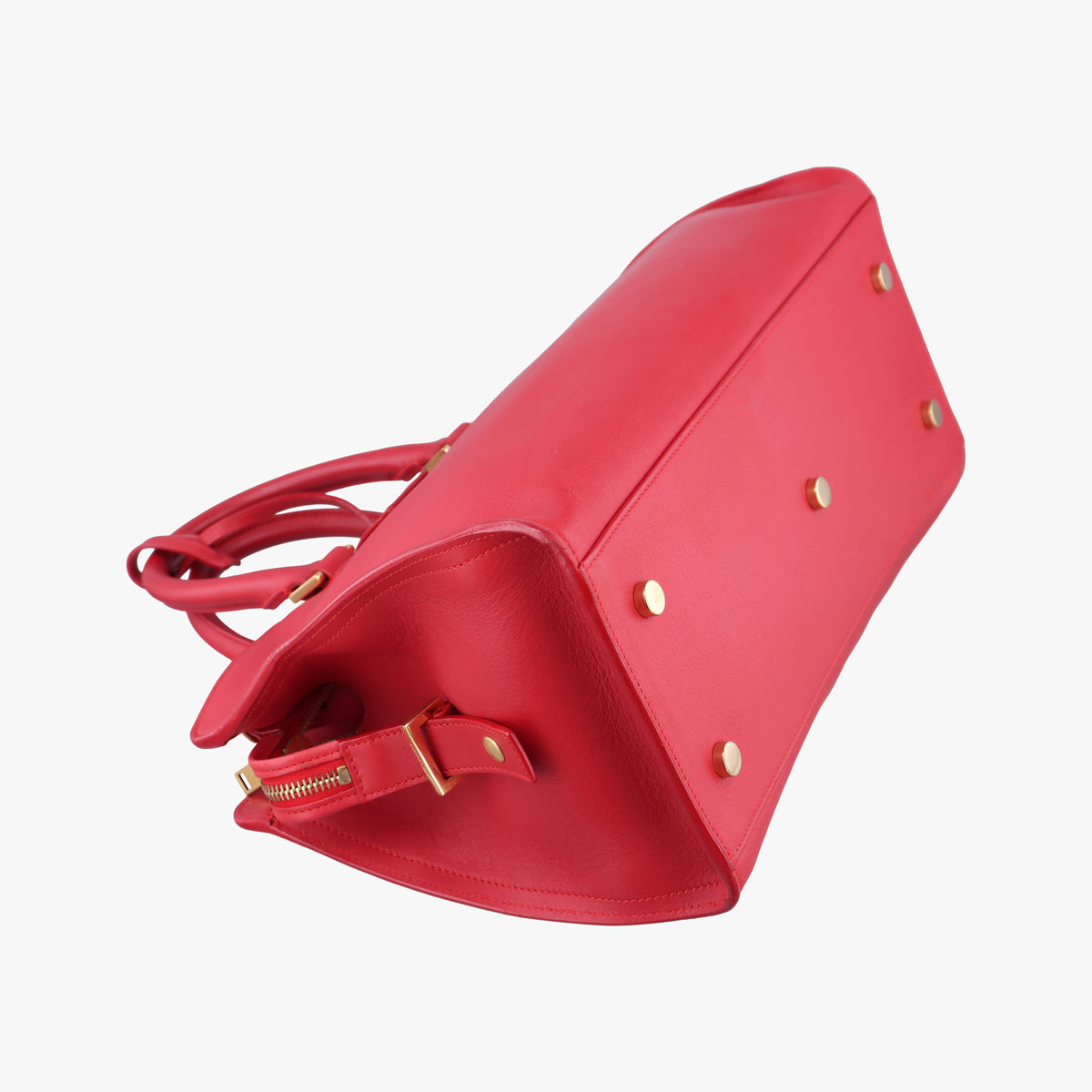 Pre-owned Yves Saint Laurent BABY CABAS Red Leather 394461 shoulderbag | stylenewstar