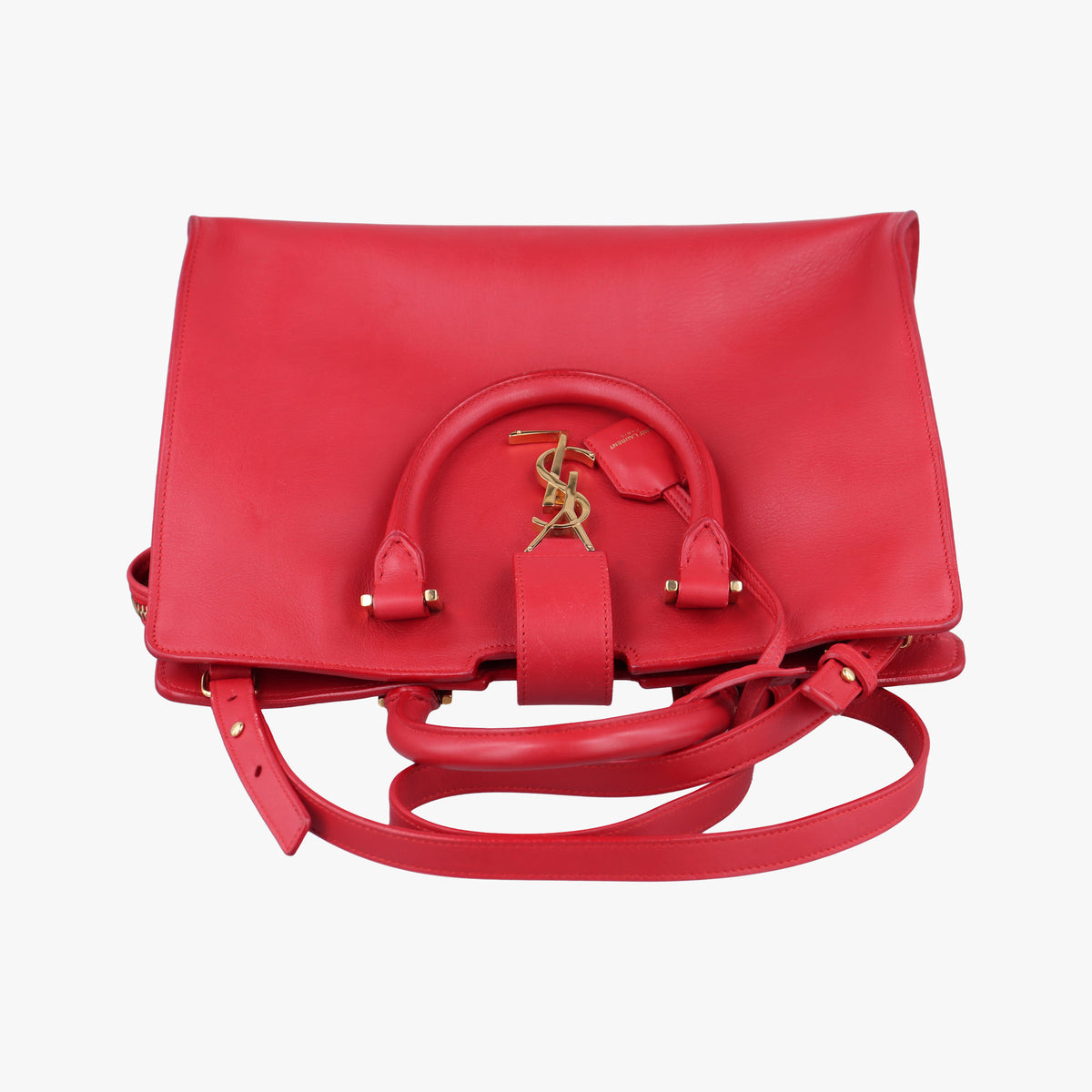 Pre-owned Yves Saint Laurent BABY CABAS Red Leather 394461 shoulderbag | stylenewstar