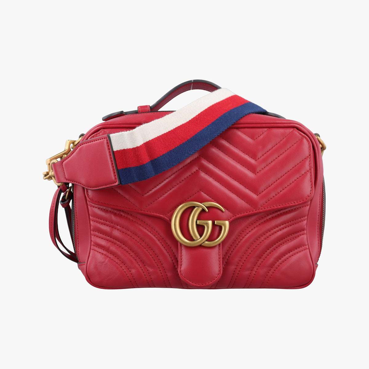 Pre-owned Gucci GG Marmont Red Leather 498100 shoulderbag | stylenewstar