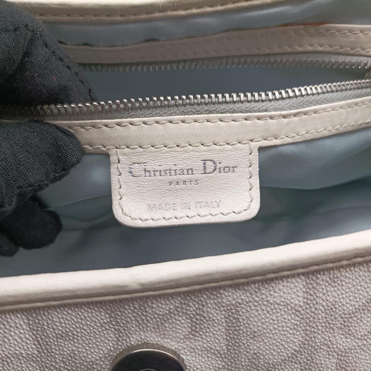 Pre-owned Christian Dior Romantique Trotter White×Grey PVC coated canvas  shoulderbag | stylenewstar