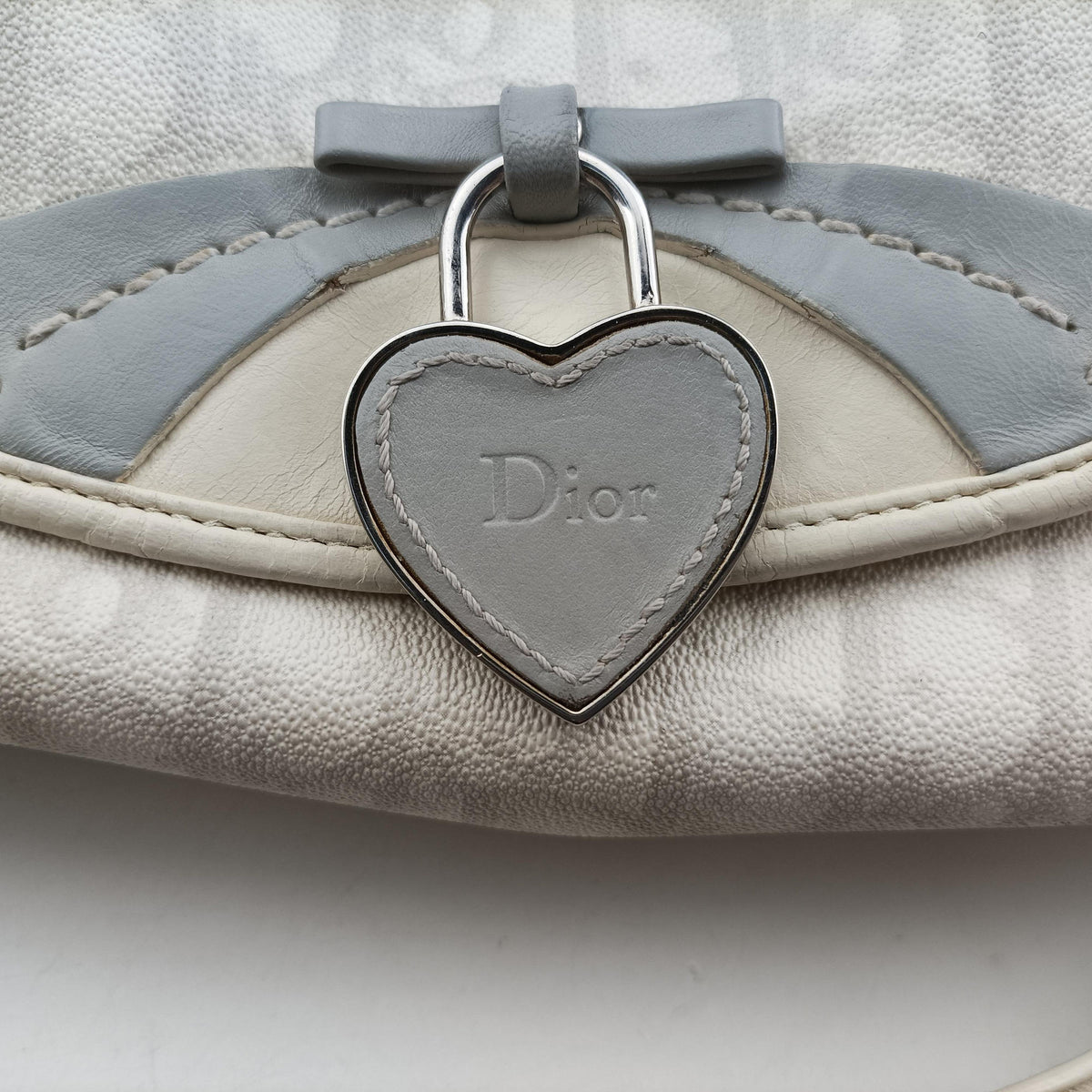 Pre-owned Christian Dior Romantique Trotter White×Grey PVC coated canvas  shoulderbag | stylenewstar