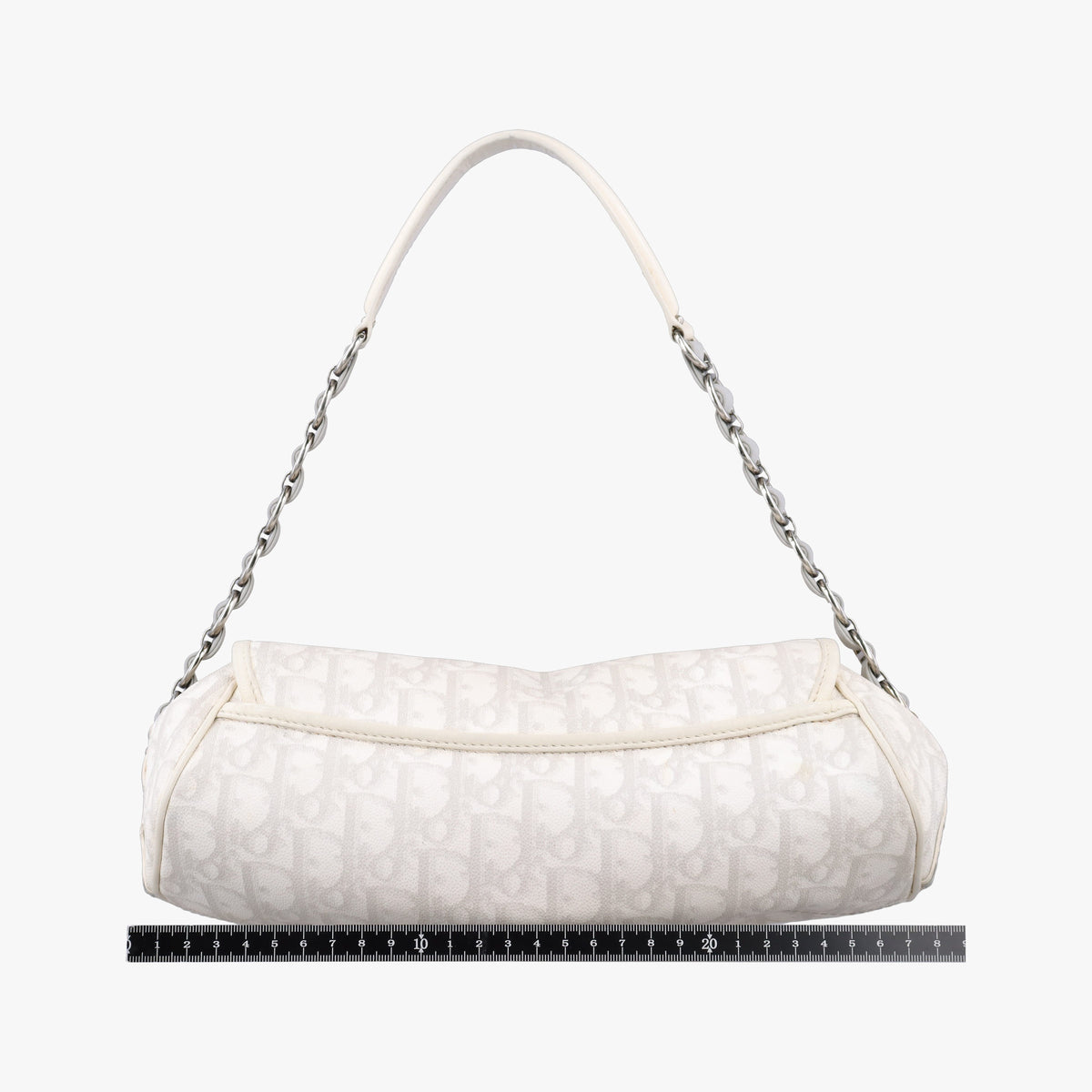 Pre-owned Christian Dior Romantique Trotter White×Grey PVC coated canvas  shoulderbag | stylenewstar