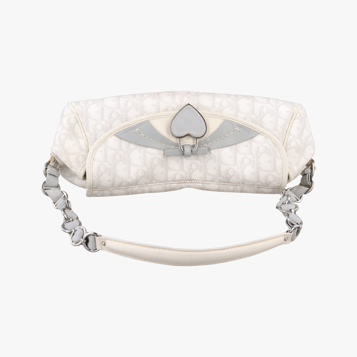 Pre-owned Christian Dior Romantique Trotter White×Grey PVC coated canvas  shoulderbag | stylenewstar