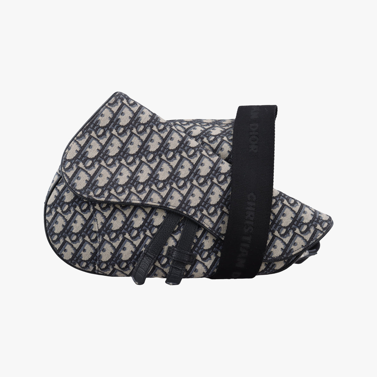 Pre-owned Christian Dior saddle Navy Jacquard×Leather  bum bag/waist bag | stylenewstar