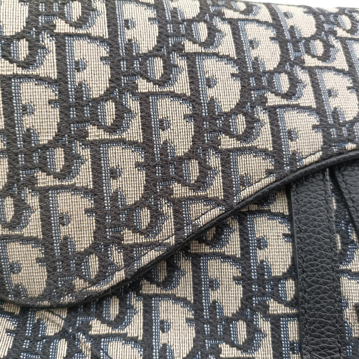 Pre-owned Christian Dior saddle Navy Jacquard×Leather  bum bag/waist bag | stylenewstar