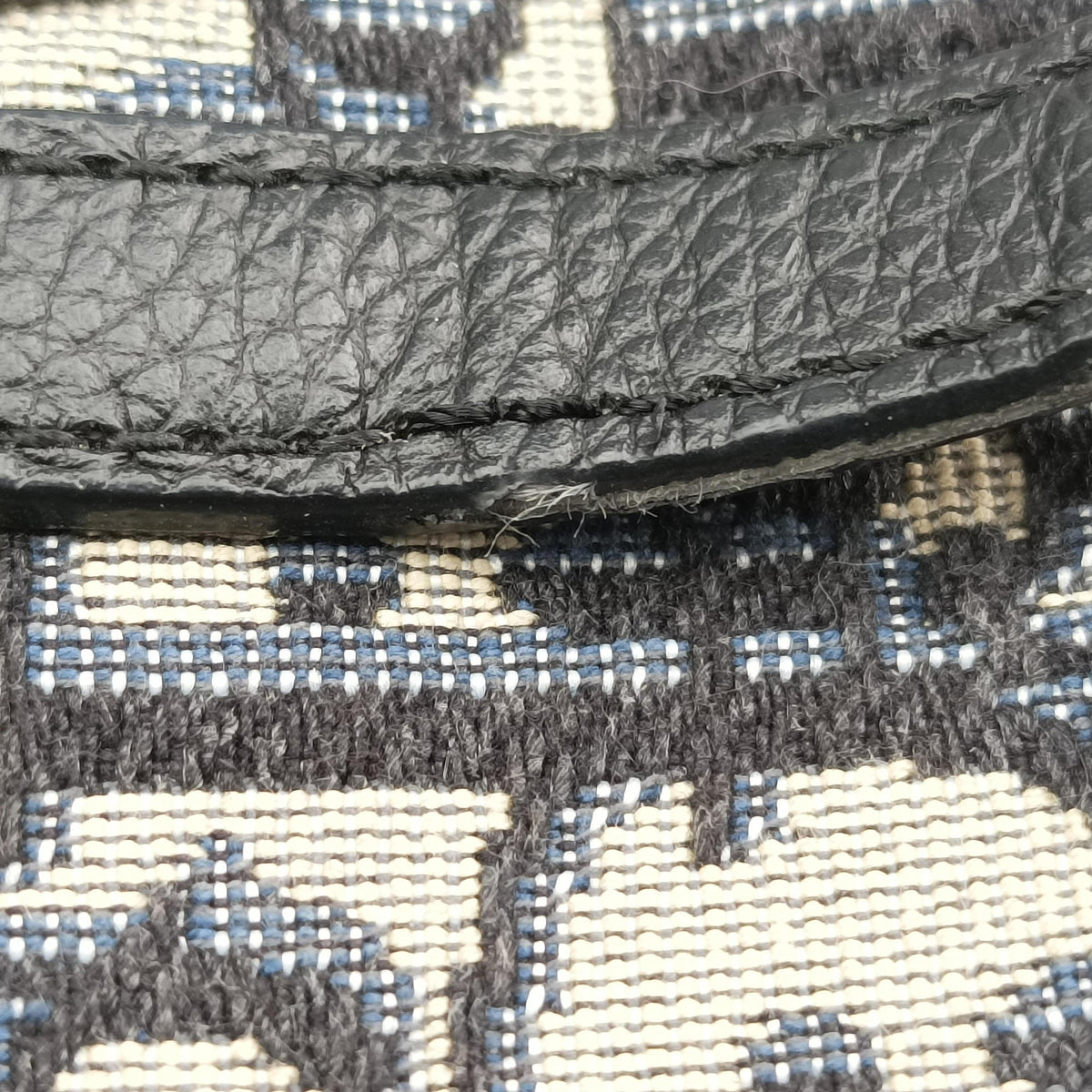 Pre-owned Christian Dior saddle Navy Jacquard×Leather  bum bag/waist bag | stylenewstar