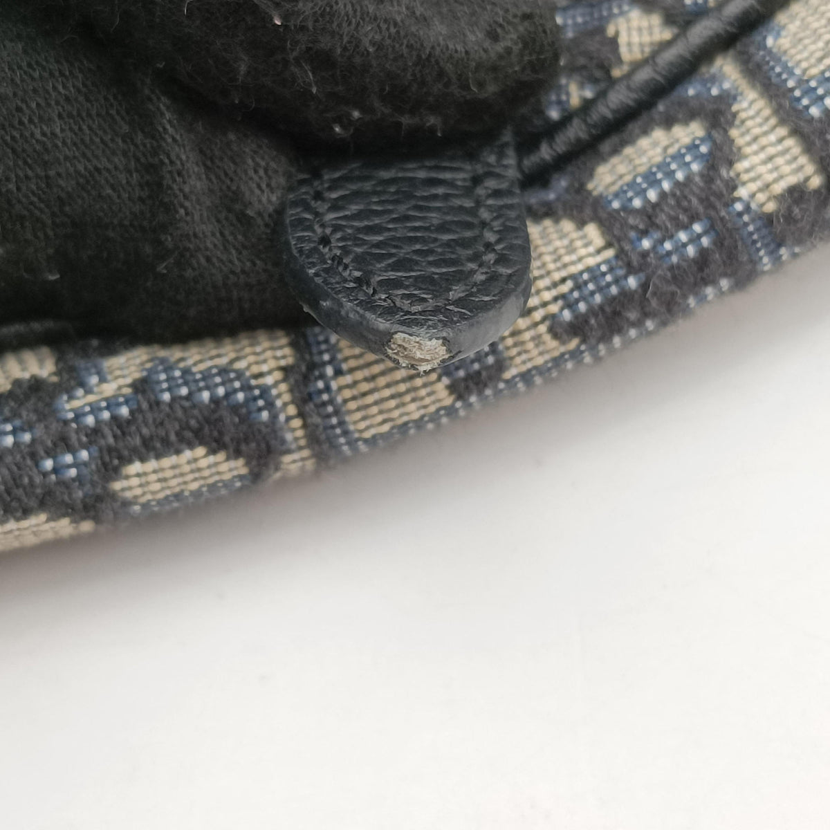 Pre-owned Christian Dior saddle Navy Jacquard×Leather  bum bag/waist bag | stylenewstar