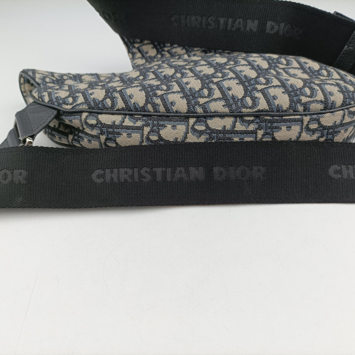 Pre-owned Christian Dior saddle Navy Jacquard×Leather  bum bag/waist bag | stylenewstar